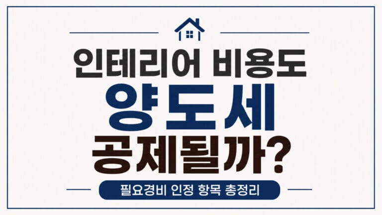 인테리어 비용 양도세 필요경비 인정될까? 인정 항목 총정리